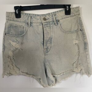 GOOD AMERICAN Bombshell Shorts Denim Blue Button Fly Womens Size 4/27